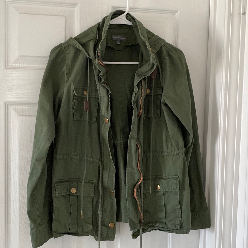jacket: Military Green Hooded Jacket